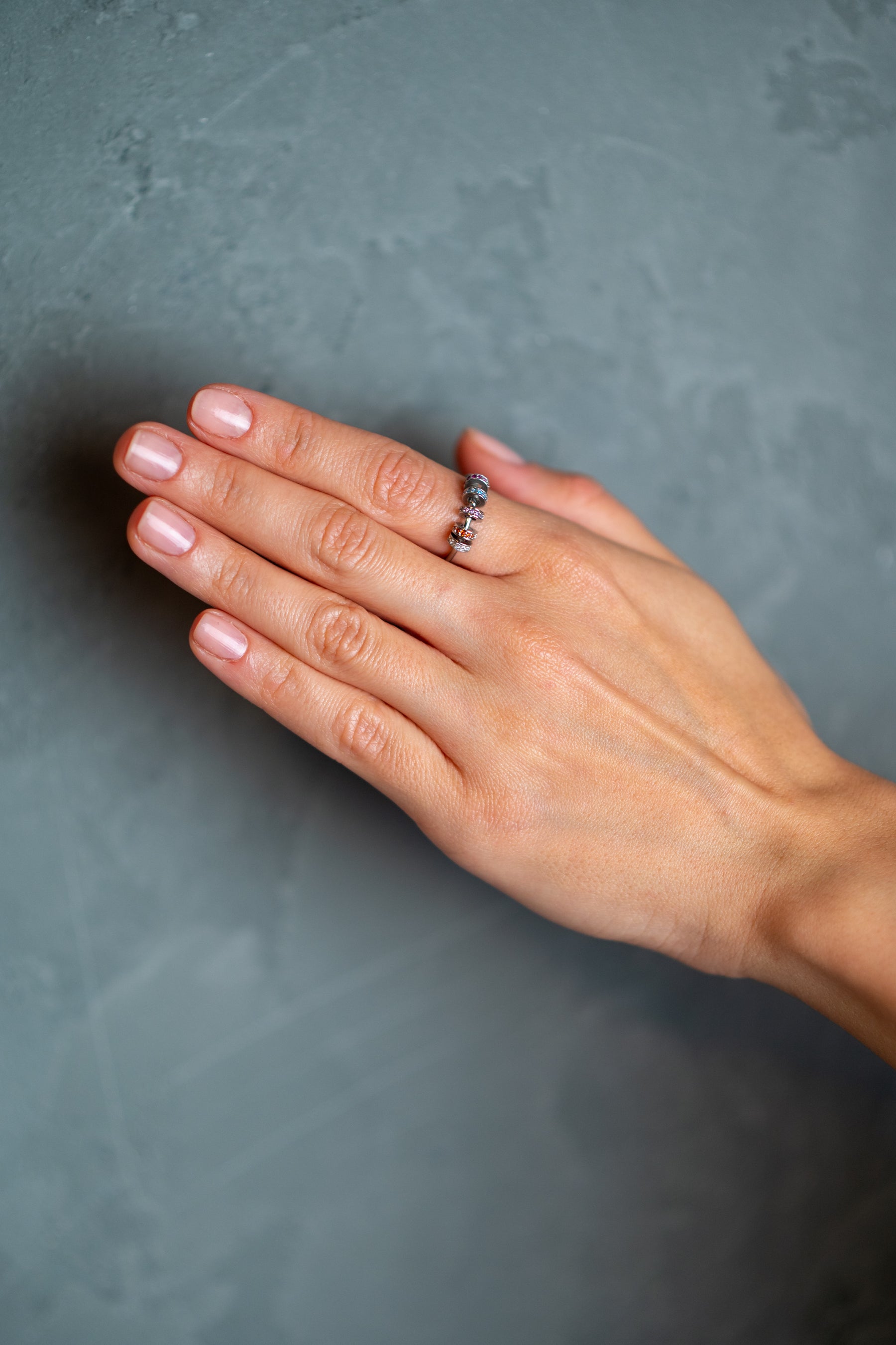 Sloffy™ Adjustable Gold Stress-Relief Ring with Hoops and Colored Stones