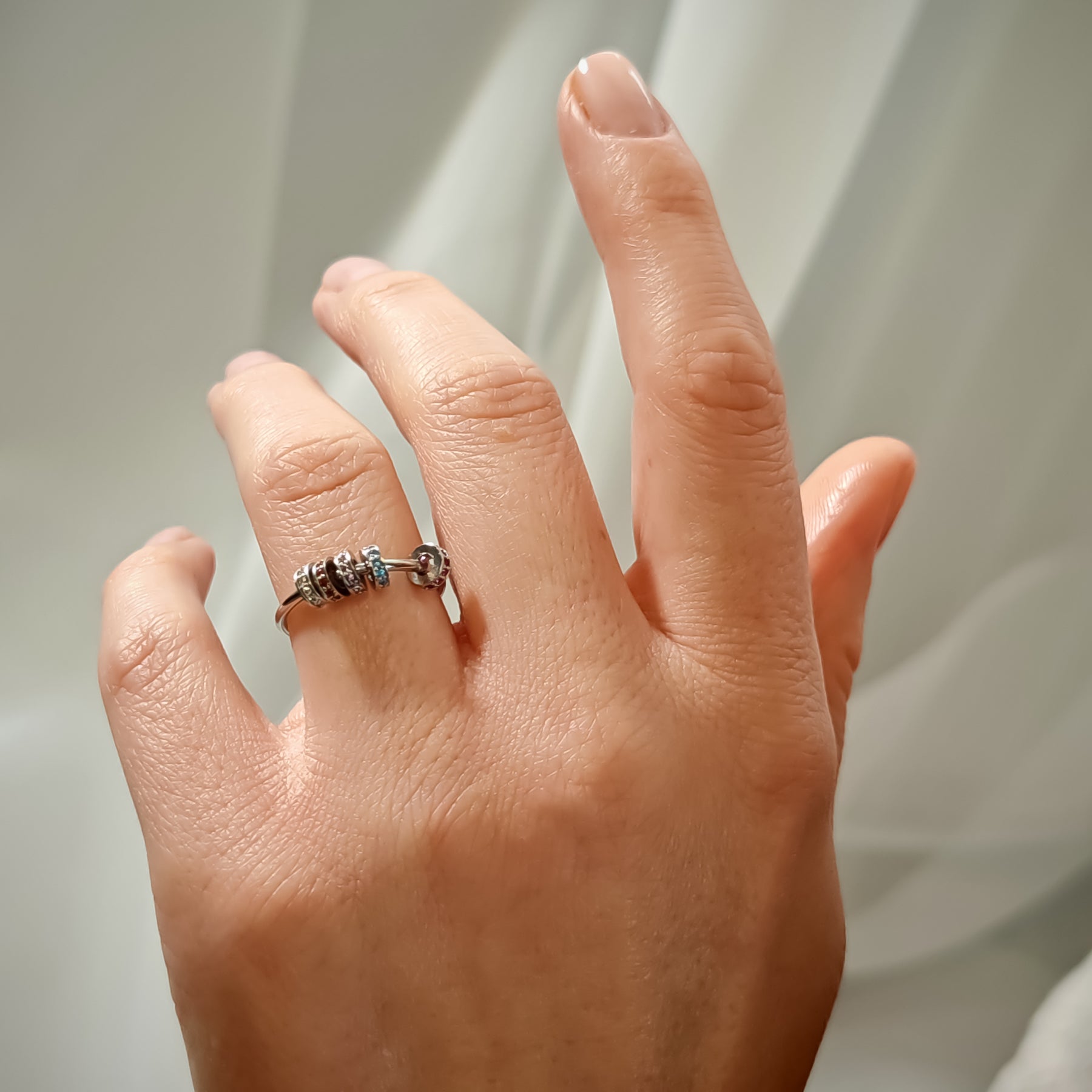 Sloffy™ Adjustable Gold Stress-Relief Ring with Hoops and Colored Stones