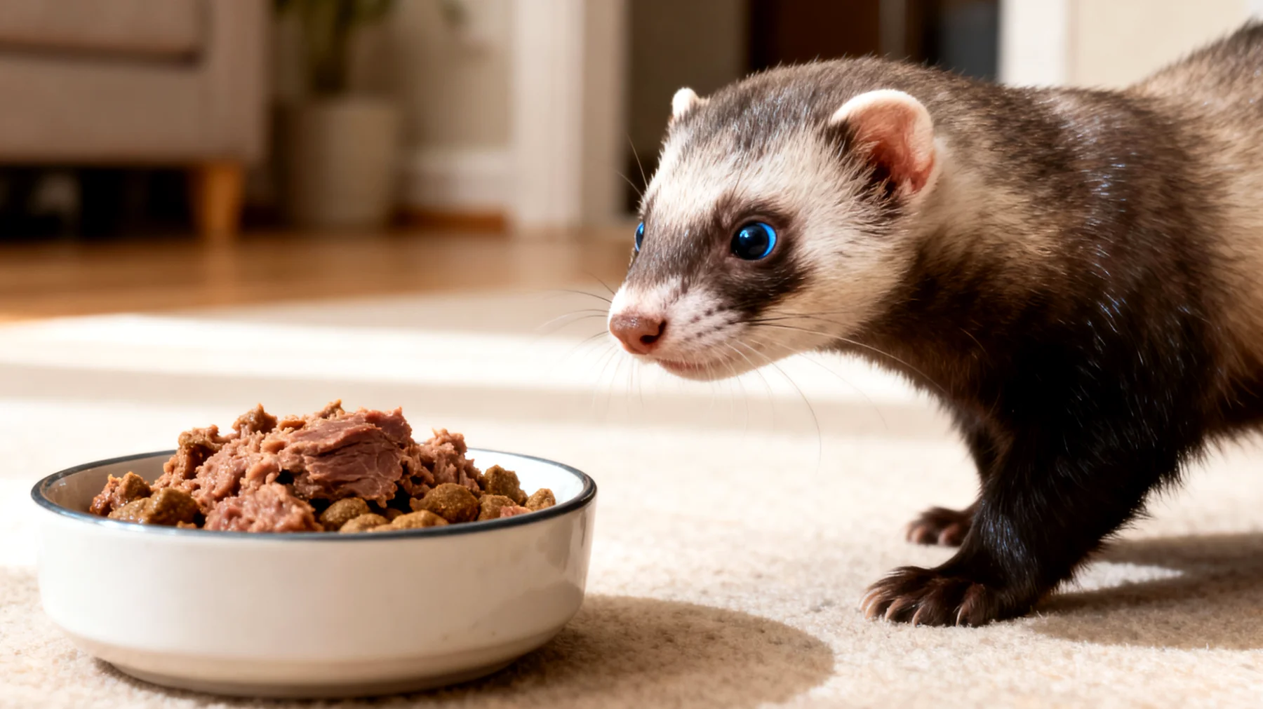 Frettchen in der Wohnung benötigen eine ausgewogene und artgerechte Ernährung, die ihren hohen Proteinbedarf als obligate Fleischfresser deckt, wobei viele handelsübliche Futtermittel nicht optimal sind und bei reiner Wohnungshaltung besondere Aufmerksamkeit auf die Nährstoffversorgung gelegt werden muss"