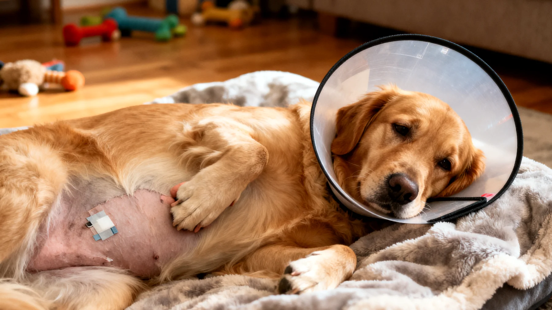 Hunde zeigen nach der Kastration oft Wundlecken und Infektionsrisiken an der Operationsstelle, die mit natürlichen Hausmitteln unterstützt behandelt werden können"