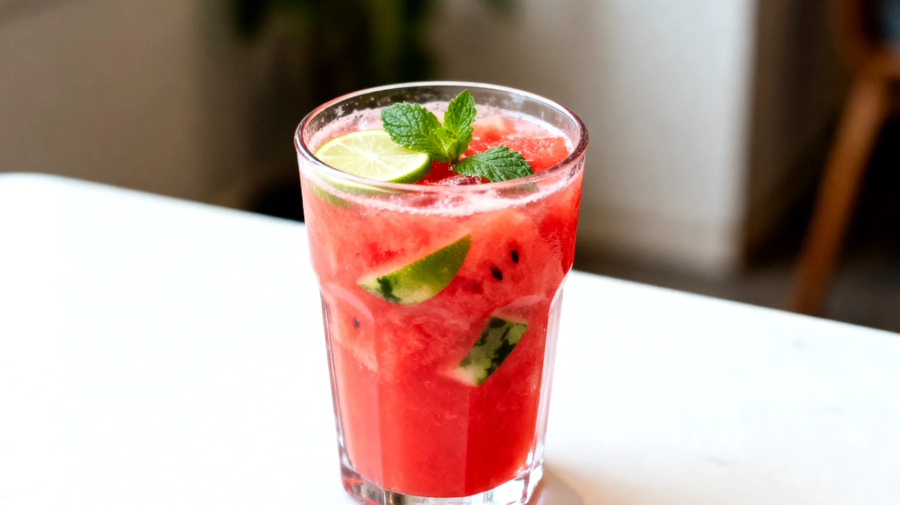 Wassermelonensaft mit Minze und Limette"